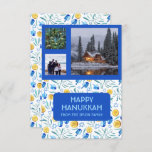 HANUKKAH CUSTOM FOTOS Driedel Gelt Holiday Card<br><div class="desc">Passen Sie diese Flachkarte an, indem Sie auf der Vorder- oder Rückseite Ihre eigenen Fotos und Texte hinzufügen. Vor den Fotos gibt es ein Raster, das es einfacher macht, Fotos jeder Größe, die Sie haben, zu verwenden und sie in quadratischer Form aufgereiht und behalten. Sie können das Raster löschen oder...</div>