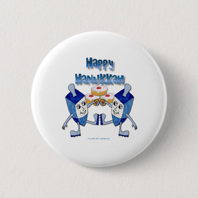 Hanukkah Dancing Dreidels und Jelly Doughnut Button (Vorderseite)