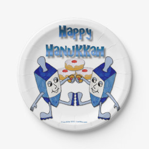 Hanukkah Dancing Dreidels und Jelly Doughnut Pappteller