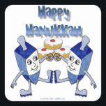 Hanukkah Dancing Dreidels und Jelly Doughnut Quadratischer Aufkleber<br><div class="desc">You are viewing The Lee Hiller Designs Collection of Home and Office Decor,  Apparel,  Gifts and Collectibles. The Designs inklusive Lee Hiller Fotogray and Mixed Media Digital Art Collection. You can view her Nature fotogray at http://HikeOurPlanet.com/ and follow her hiking blog within Hot Springs National Park.</div>