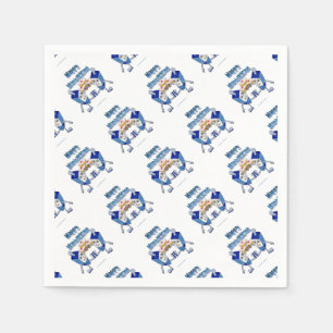 Hanukkah Dancing Dreidels und Jelly Doughnut Serviette