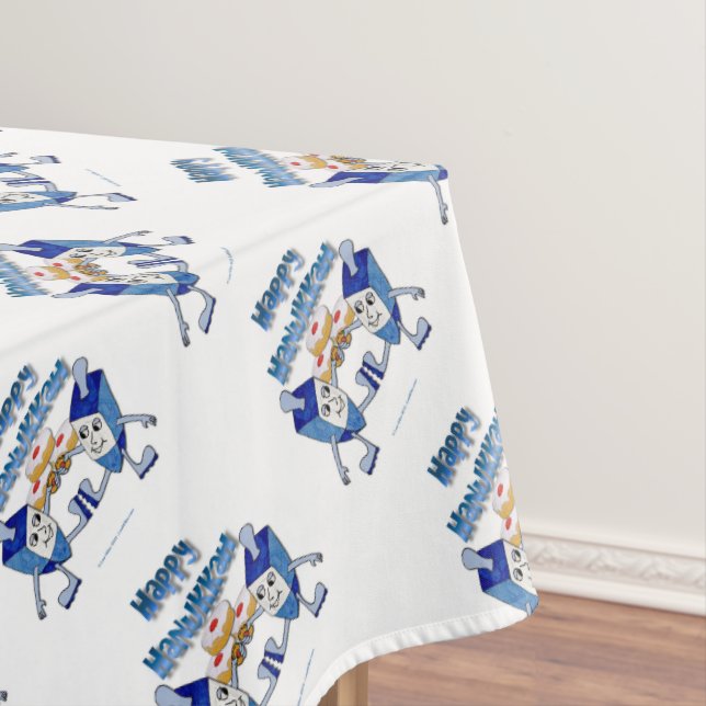 Hanukkah Dancing Dreidels und Jelly Doughnut Tischdecke (Beispiel)