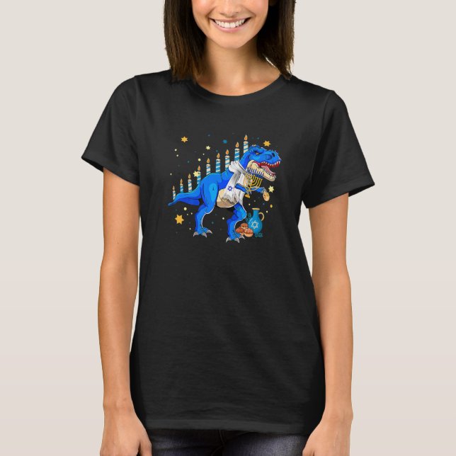 Hanukkah Dinosaur Menorasaurus Rex Dino Chanukah B T-Shirt (Vorderseite)