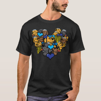 Hanukkah Dog Faces Heart Chanukah Jewish Pet Women T-Shirt