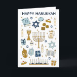 Hanukkah Doodles niedliche geklappte Ferienkarte Feiertagskarte<br><div class="desc">Hanukkah Doodles niedliche illustrierte Karte</div>