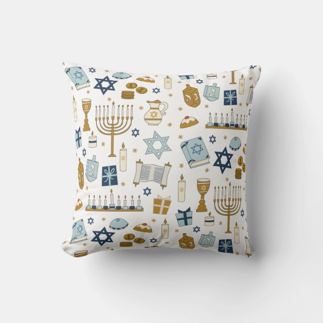 Hanukkah Doodles niedliches illustriertes Kissen (Vorderseite)