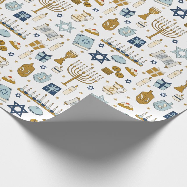 Hanukkah Doodles niedliches illustriertes Wrapping Geschenkpapier (Ecke)