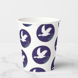 Hanukkah Dove Menorah Design 8 oz. Pappbecher