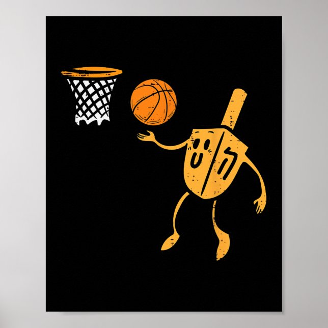 Hanukkah Dreidel Bysketbyll Chanukah Jüdische Männ Poster (Vorne)