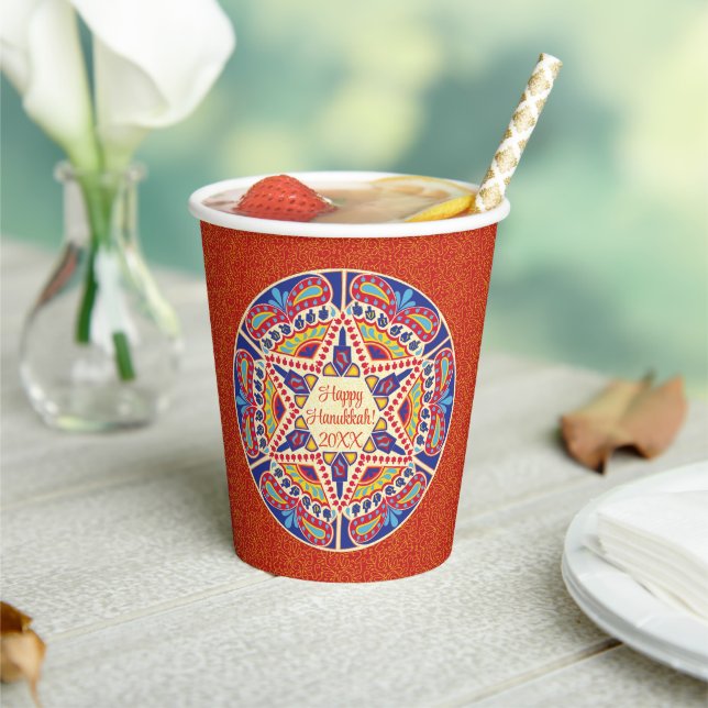Hanukkah Dreidel Designs 8 oz. Pappbecher (In Situ)