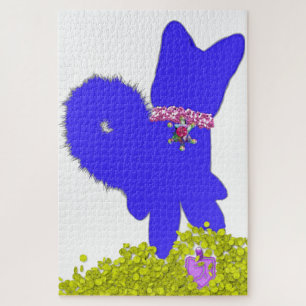 Hanukkah dreidel gelt und blauer Hundeschluss