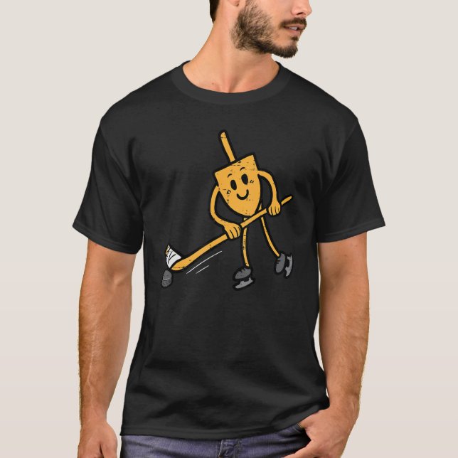 Hanukkah Dreidel Ice Hockey Chanukah Jüdische Männ T-Shirt (Vorderseite)