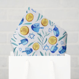 Hanukkah Dreidel Jüdisches Urlaubsmuster Wasserfar Seidenpapier