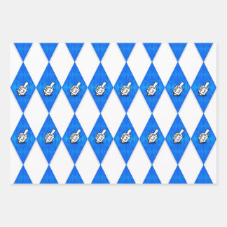 Hanukkah Dreidel Raute Muster Geschenkpapier Set