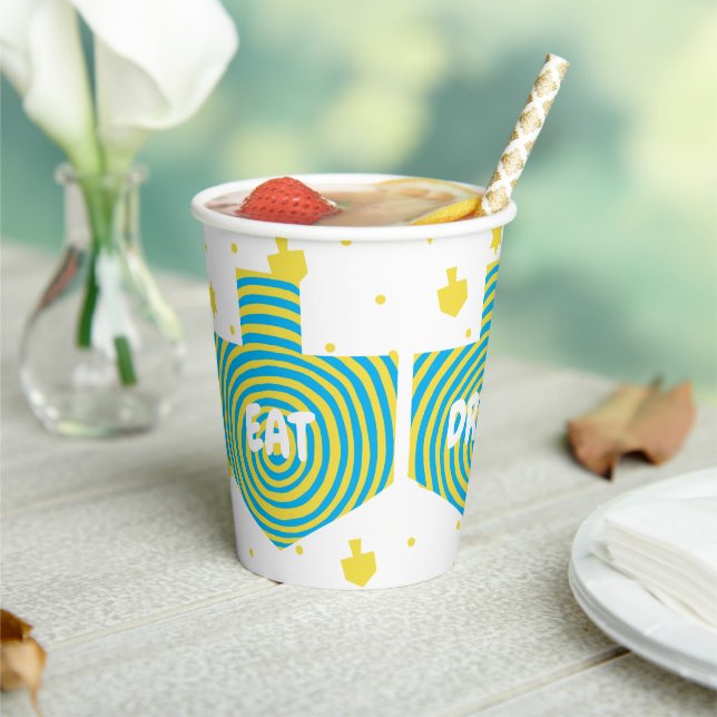 Hanukkah Dreidel Swirl 8 oz. Pappbecher (In Situ)