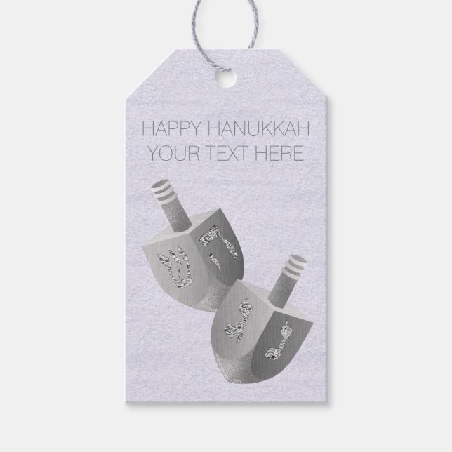 Hanukkah Dreidels Imitats Silver Bling Personalisi Geschenkanhänger (Vorderseite)