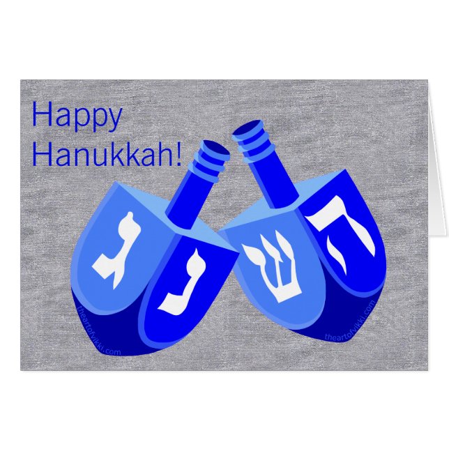 Hanukkah Dreidels in Blau und Weiß Spaß für Kinder (Vorderseite (Horizontal))