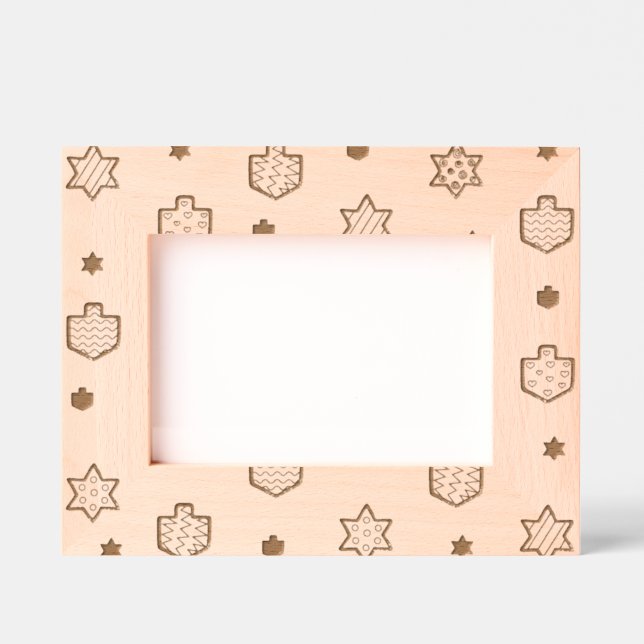 Hanukkah Dreidels & Stars Geätzte Rahmen (Vorderseite)