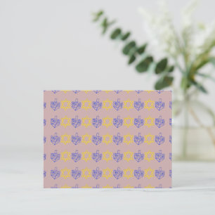 Hanukkah Dreidels + Sterne Postkarte