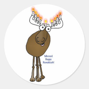 Hanukkah Elch! Runder Aufkleber