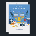 Hanukkah Elements Grußkarte Feiertagskarte<br><div class="desc">Senden Sie Urlaub Grüße an alle mit dieser festlichen Hanukkah Grußkarte. (Bild von Freepik). Die Karte lässt sich leicht mit Ihren Formulierungen, Schriftart und Schriftart anpassen. Nicht genau das, was Sie suchen? Alle unsere Produkte können auf Ihre Bedürfnisse zugeschnitten werden, ohne Aufpreis. Kontaktieren Sie uns einfach unter askcottonlamb@gmail.com. Die Abstimmung...</div>
