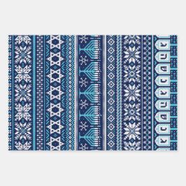 Hanukkah Fair Isle Imitate Strick Sweater Geschenkpapier Set