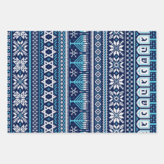 Hanukkah Fair Isle Imitate Strick Sweater Geschenkpapier Set