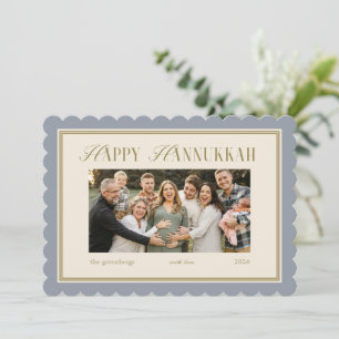 Hanukkah-Familienfotokarte Elegantes Blau Karte