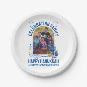 HANUKKAH FAMILY WIEDERSEHEN - Anpassbares Foto Pappteller