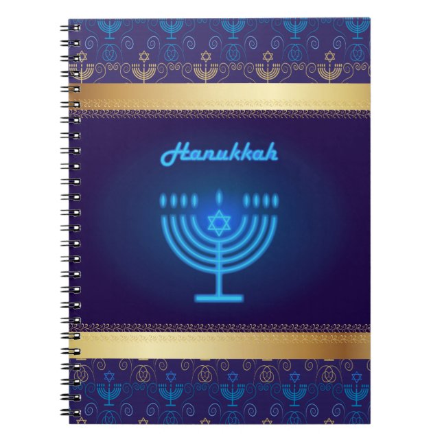 Hanukkah Festival Menorah dekorative blaue Ornamen Notizblock (Vorderseite)