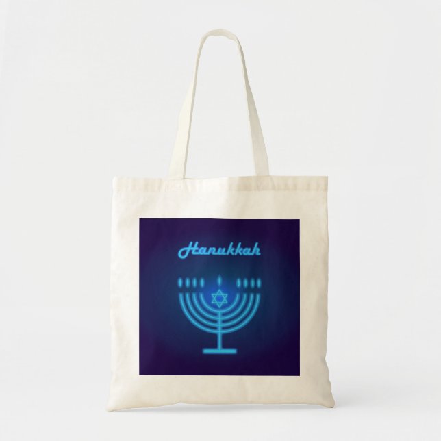 Hanukkah Festival Menorah Logo Tragetasche (Vorne)