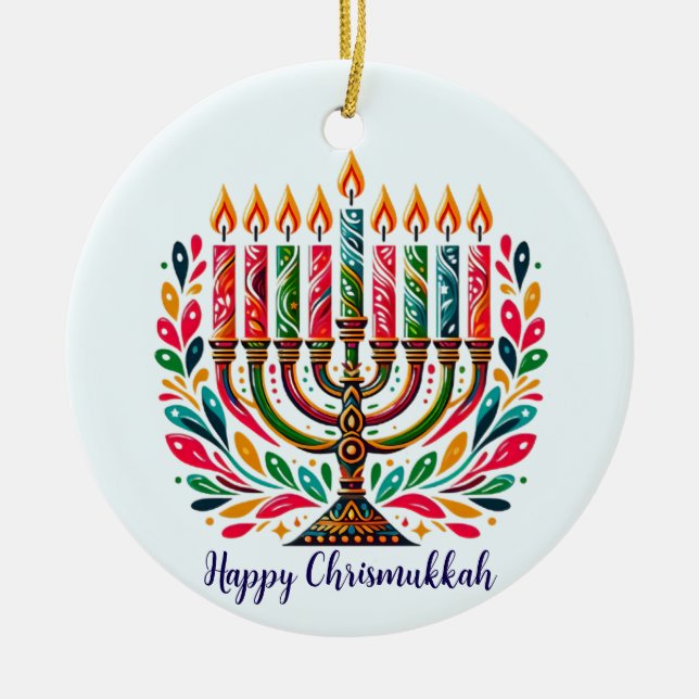 Hanukkah Festival of Lights Keramik Ornament (Vorne)