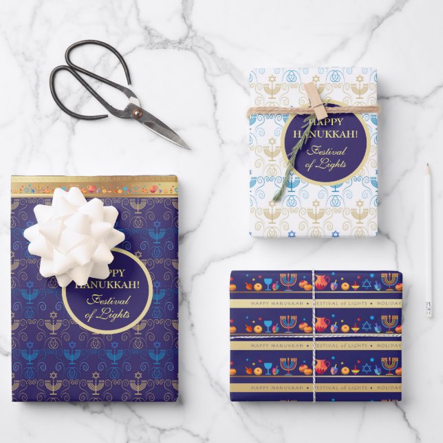 Hanukkah Festival of Lights Party Geschenkpapier Set (Vorderseite)