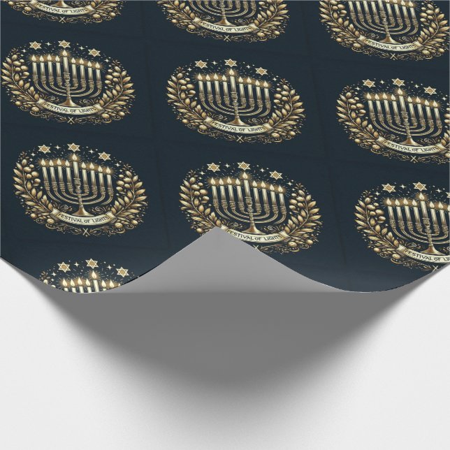 Hanukkah Festival of Lights Wrapping Paper Geschenkpapier (Ecke)