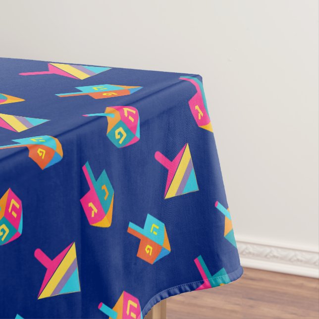 Hanukkah Festival Party dreidels blue pattern toys Tischdecke (Beispiel)