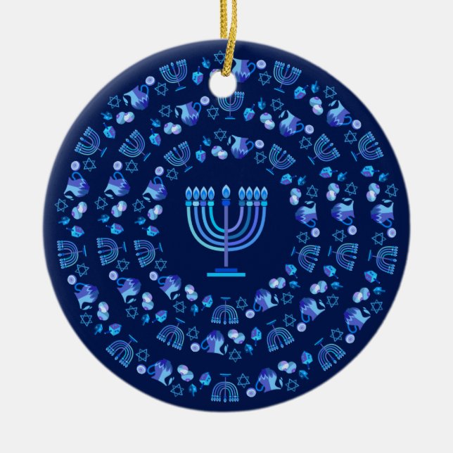 Hanukkah Festival Party Mandala Keramik Ornament (Vorne)