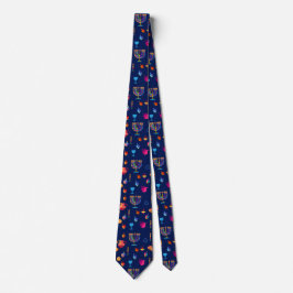 Hanukkah Festival Party Trendy Blue Doodle Muster Krawatte