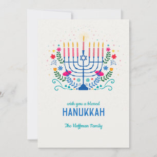 Hanukkah Flat Holiday Card gesegnet Feiertagskarte