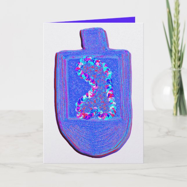 Hanukkah floral dreidel feiertagskarte (Vorderseite)
