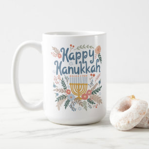 Hanukkah FLorals Handgezeichnet Kunst Kaffeetasse