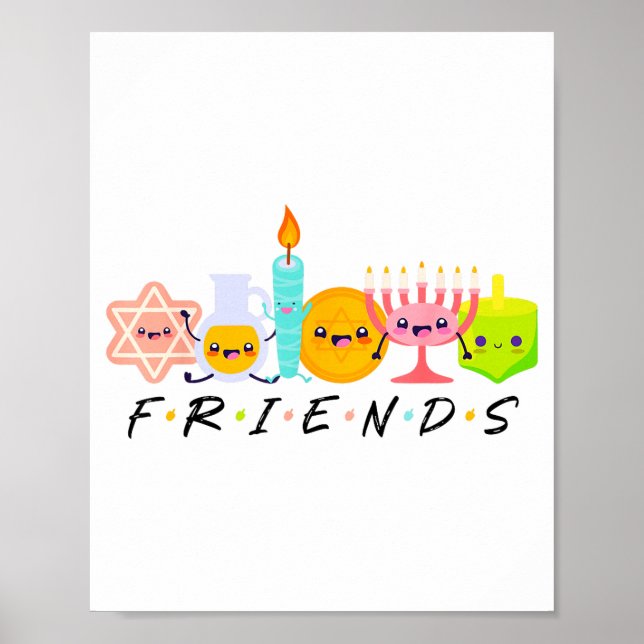 Hanukkah Friends Menorah Traditional Jewish Dreide Poster (Vorne)