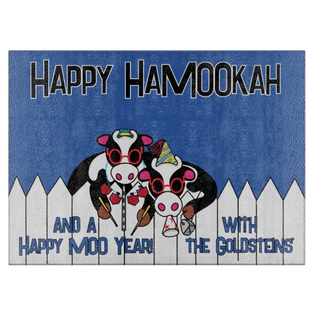 Hanukkah Fröhliche HaMOOkah Schneidebrett (Vorderseite)