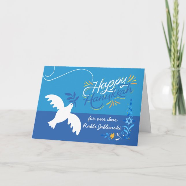Hanukkah für Rabbi Dove Olive Branch Card Karte (Vorderseite)