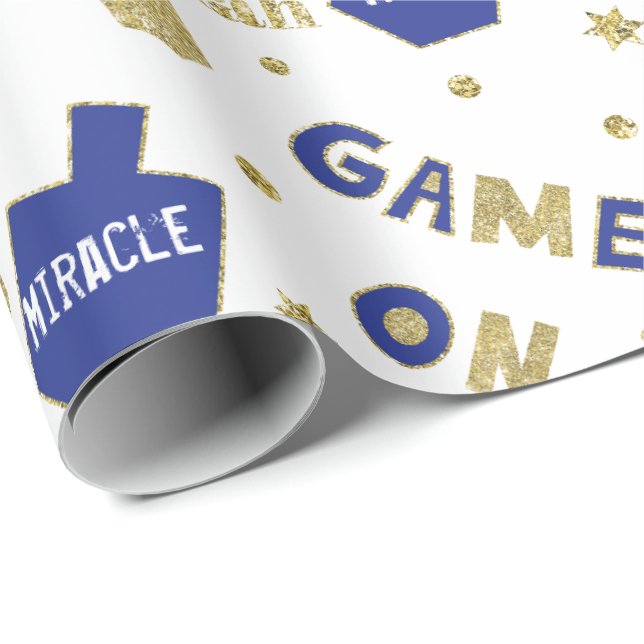 Hanukkah Geschenk Wrap Ein großes Wunder geschah h Geschenkpapier (Rolleneckpunkt)