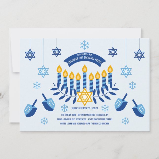 Hanukkah Geschenkbörse Party Einladung (Vorderseite)