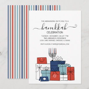 Hanukkah Geschenke & Menorah Feierlichkeiten Einla Einladung