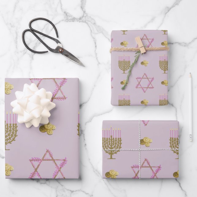 Hanukkah Geschenkpapier Set (Vorderseite)