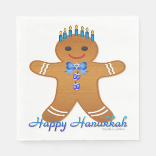 Hanukkah Gingerbread Man Menorah Paper Napkins Serviette