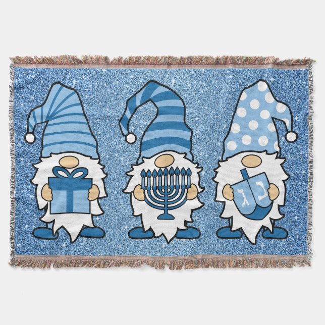 Hanukkah Gnomes Trio Throw Blanket Decke (Vorderseite)