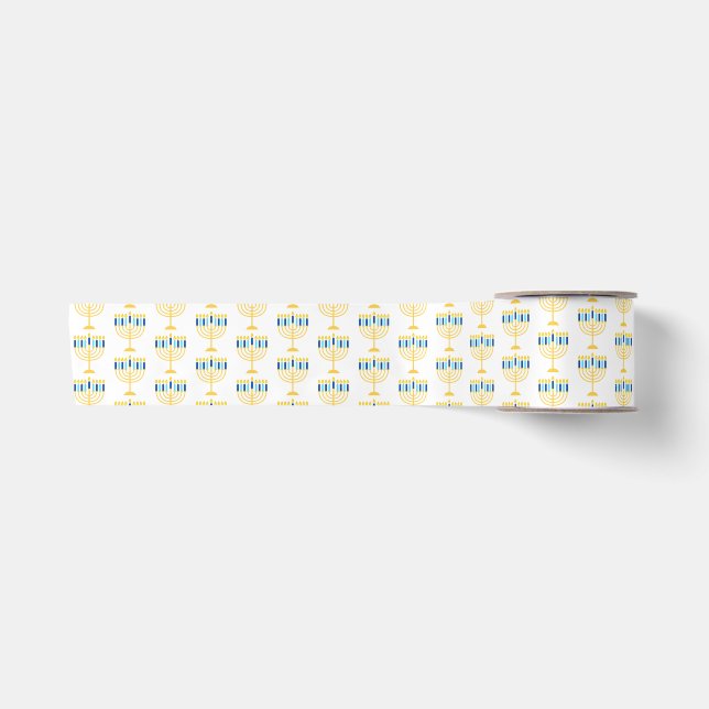 Hanukkah Gold Blue Menorahs Satinband (Vorderseite)